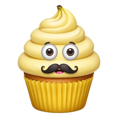 giant mustached, banana cupcake, big eyes sticker