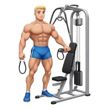standing bodybuilder hip abduction cable machine exercise sticker