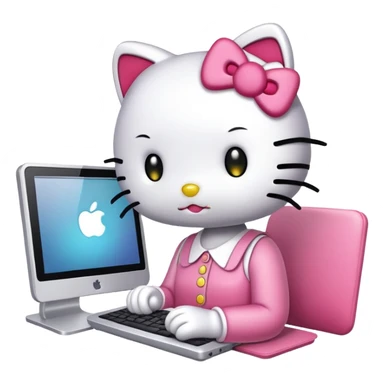 HelloKitty works on a computer sticker