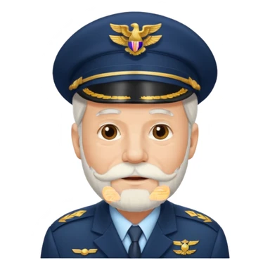 Old, white beard, wearing pilot uniform include hat sticker