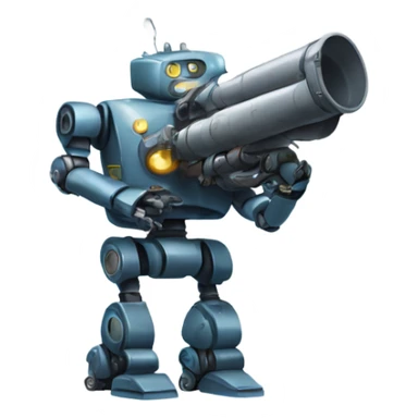 robot with auto cannon sticker