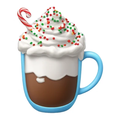 Mug of hot coco with whip cream and Christmas sprinkles sticker