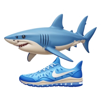 Shark with blue Nike shoes on a beach sticker