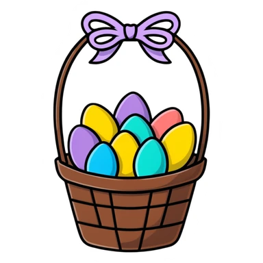 Easter basket filled with chocolate covered almonds sticker