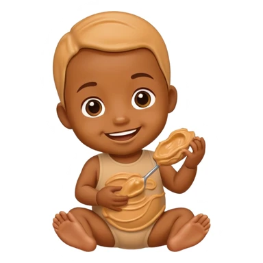 A baby covered in peanut butter sticker