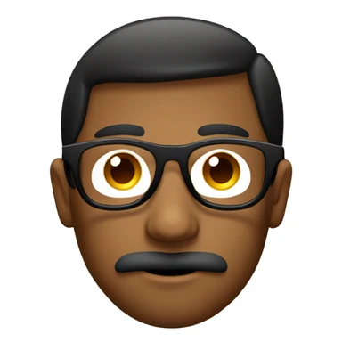 Emoji calvo Gordó de ojos marrones y gafas grandes negras sticker