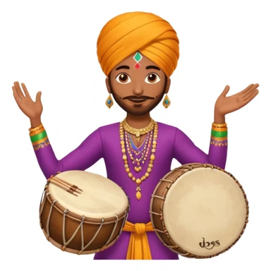 Bhangra dancer with dhol drum, vibrant expression sticker