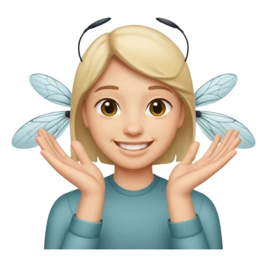 Smirking face with hands rubbing like a fly sticker