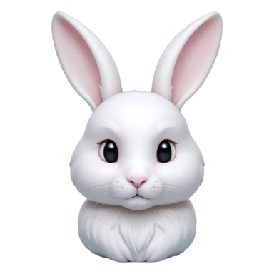 Cinematic Noble White Rabbit Portrait Emoji, Poised and regal, with a graceful, compact build and a pristine, silky white fur, long perky ears and gentle, soulful dark eyes, Simplified yet sharp and sophisticated features, highly detailed, glowing with a soft, dignified glow, high shine, intelligent and gentle, stylized with an air of refined elegance, focused and attentive, soft glowing outline, capturing the essence of a watchful and confident companion, so majestic it feels as though it could hop out of the screen with effortless authority! sticker