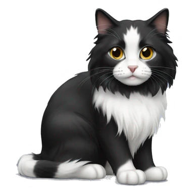 black-and-white cat domestic long-haired sticker