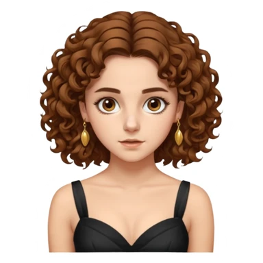 very beautiful italian girl, looking a bit like Emma Watson, with curly and big volume bright brown hair, and a golden piercing rink in nose on left side, dressed in a beautiful sexy dress sticker