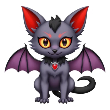 Vampiric Batty Noibat-Litten-Torracat-Lykoi-hybrid-fusion (full body) sticker
