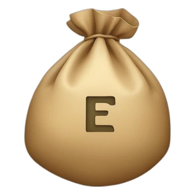 Money bag with letter ₸ in the center of the bag sticker