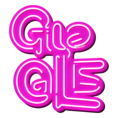 Pink neon sign with the word Giles sticker