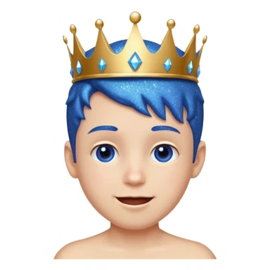 blue Boy happy glitter blue crown sticker