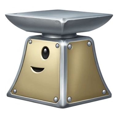 Silver anvil with face sticker