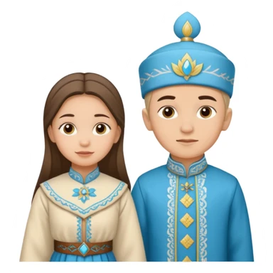 Crimean Tatar girl in national costume standing next to Crimean Tatar boy in national costume sticker