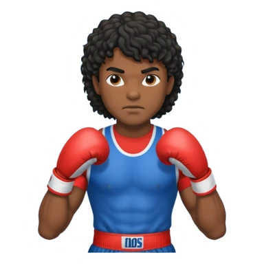 Boxer , with a curly black mullet haircut sticker