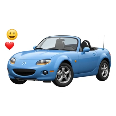 blue mazda miata 2006 with happy emoji driving  sticker
