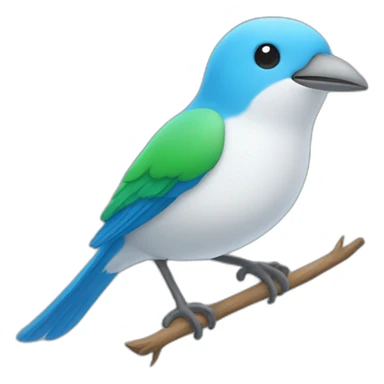 4 Little bird who’s flying and the color are two Blue one White and one Green  sticker