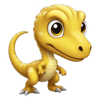cute yellow velociraptor chibi sticker