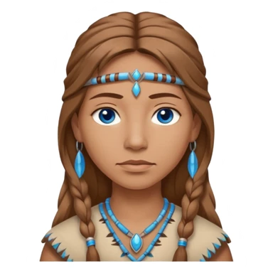 can you make a light native American emoji with light brown hair and blue eyes  sticker