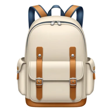 A flat-style illustration of a simple school backpack with front pockets and shoulder straps, symbolizing K–12 education. Clean, modern, cartoon-style, white background, iOS emoji aesthetic. sticker