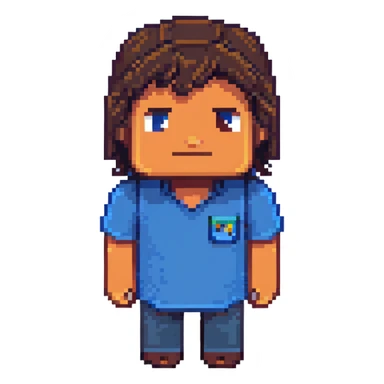 Minecraft character of Jack Black wearing a blue shirt sticker