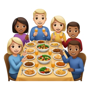 people eating dinner together sticker