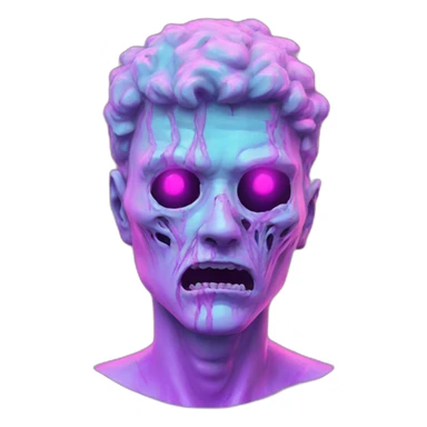 Vaporwave person, half person face half zombie face sticker