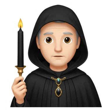 ancient man in black cloak hold a black candle sticker