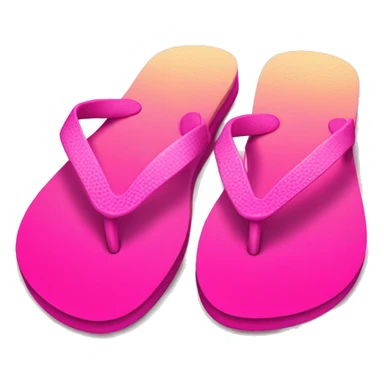 Realistic hot pink gradient pair of summer flip flops isolated. sticker