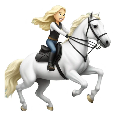 Blonde rider Jumping white horse sticker