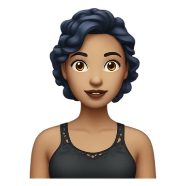 mexican girl with medium length midnight red hair and black eyes sticker