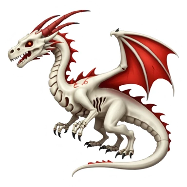  White skeletal skeleton bone dragon with blood markings sticker