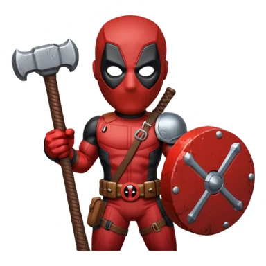 Deadpool holding thors hammer sticker