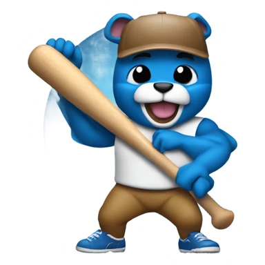 Blue Gopher swinging a baseball bat sticker