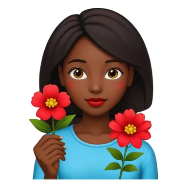 black woman holding flower sticker