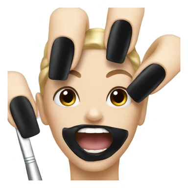 Black nails with brush sticker