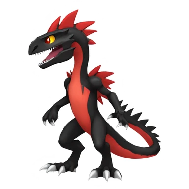  Cool Edgy Black Red Digimon-Fakemon-Guilmon-Velociraptor-Dragon full body sticker