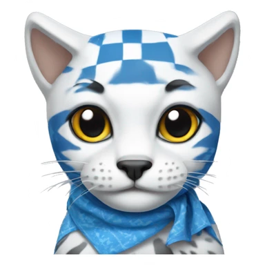 wildcat wearing bright blue and white checkered bandana sticker