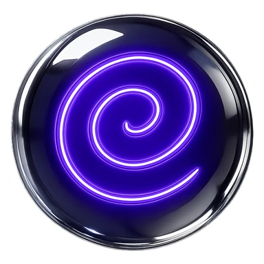 Increase the glow effect of the shiny chrome and purple spiral inside the floating translucent orb, making the glow more intense and radiant, with no background. sticker