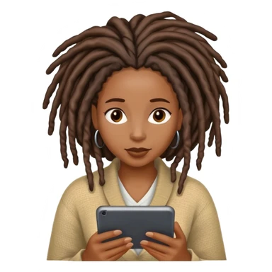 Black woman with locs reading a message  sticker