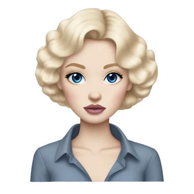 Hot girly pale blonde with blue eyes and light pink lips wearing YsL. Puffed sleeve shirt sticker