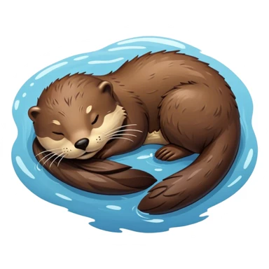 Sleeping otter floating on water sticker
