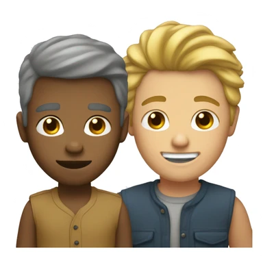 a boy (dirty blonde hair) with a man  sticker