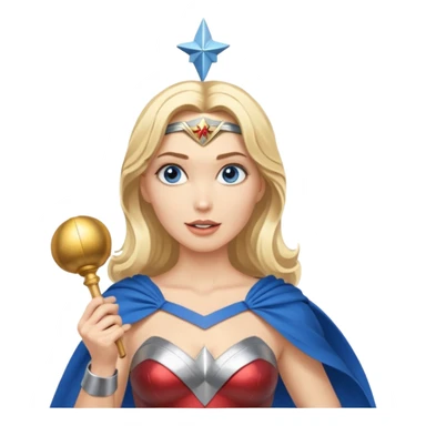 Blonde blue eyes Wonder Woman holding bell and baton sticker