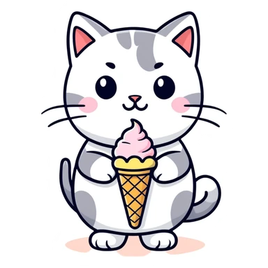 Cat with an ice cream  sticker
