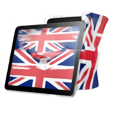 iPad tablet with English flag sticker