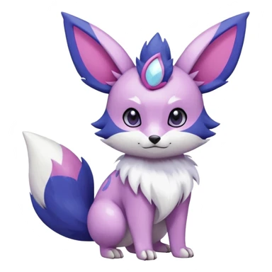 Shiny White with pastel Violet and Indigo and pink markings Eevee-Liepard-Zangoose-Pokémon-Digimon-Fakémon-fusion-hybrid-creature sticker
